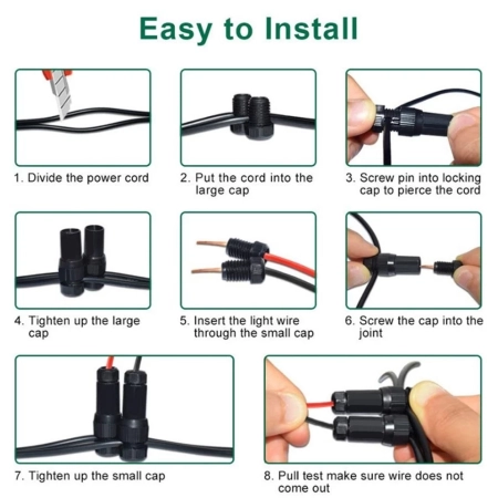 ZŁĄCZE do przewodu 2 szt. uniwersalne 12AWG, 14AWG, 16AWG, SPT2, SPT3 zakręcane IP44